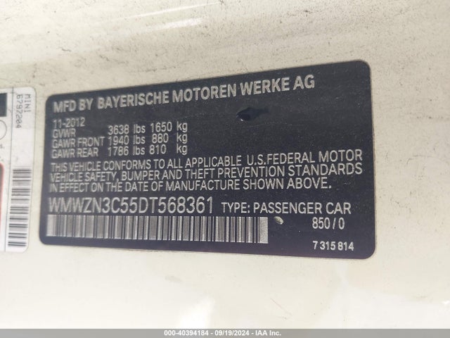 2013 MINI CONVERTIBLE WMWZN3C55DT568361 Photo 8