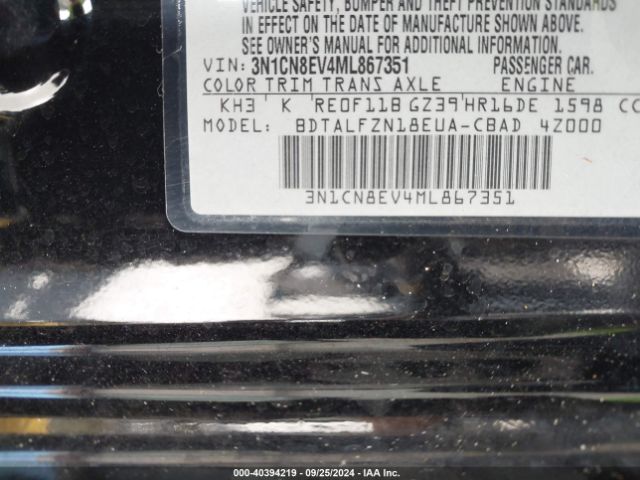 3N1CN8EV4ML867351 Nissan Versa Sv Xtronic Cvt