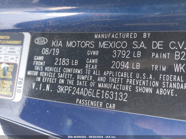 KIA Forte Lxs 2020 3KPF24AD6LE163132 Image 9