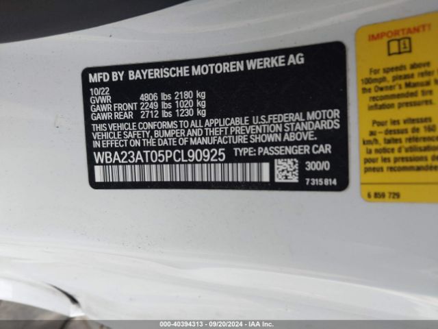 WBA23AT05PCL90925 BMW 430I
