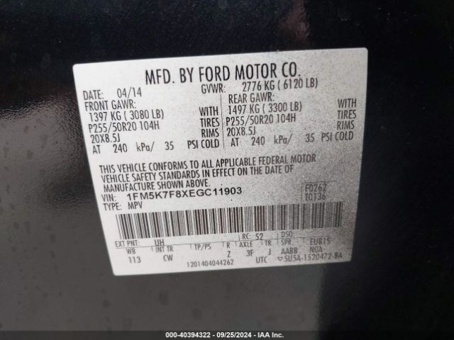 1FM5K7F8XEGC11903 Ford Explorer Limited