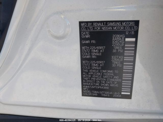 KNMAT2MT1GP643891 Nissan ROGUE SV