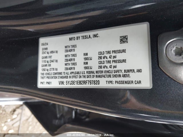 2024 TESLA MODEL 3 5YJ3E1EB2RF797820 Photo 8