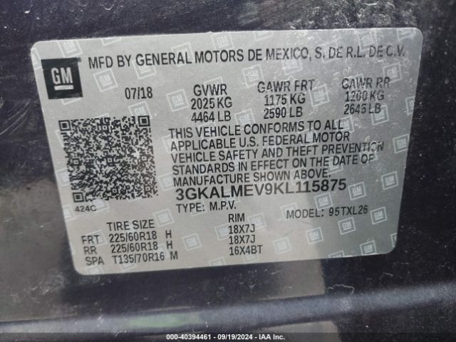 3GKALMEV9KL115875 GMC Terrain Sle