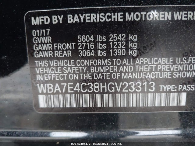 WBA7E4C38HGV23313 BMW 740i Xdrive