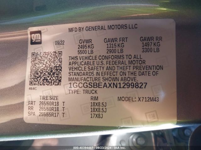 1GCGSBEAXN1299827 Chevrolet Colorado 2wd  Short Box Wt