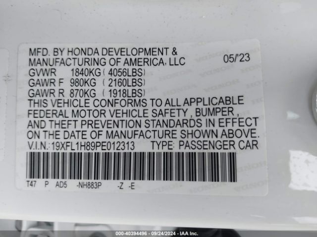 2023 HONDA CIVIC 19XFL1H89PE012313 Photo 8