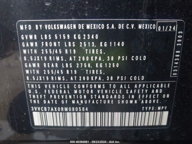 3VVCB7AX0RM080584 Volkswagen Tiguan 2.0t Se R-line Black