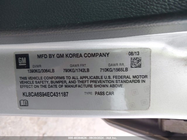 Chevrolet Spark Ls Manual 2014 KL8CA6S94EC431187 Image 9
