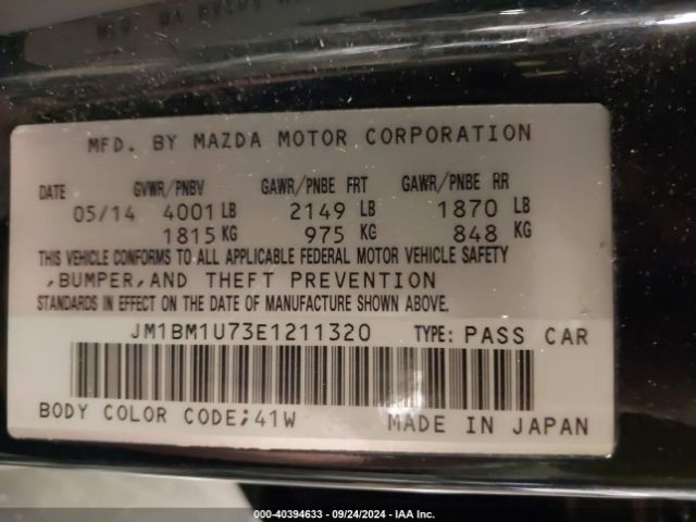 JM1BM1U73E1211320 Mazda Mazda3 I Sport