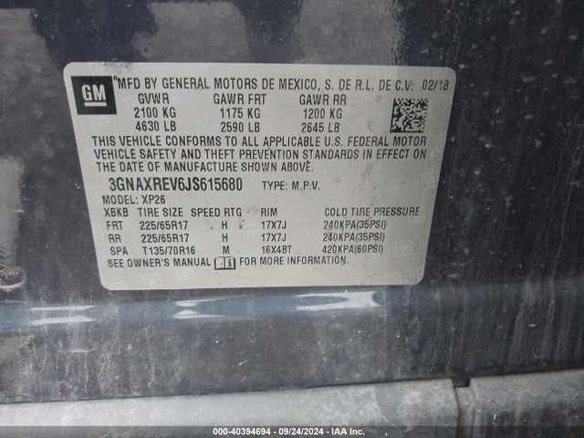 Chevrolet EQUINOX LS 2018 3GNAXREV6JS615680 Image 9