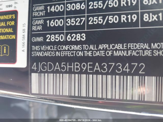 4JGDA5HB9EA373472 Mercedes-Benz Ml 350 4matic