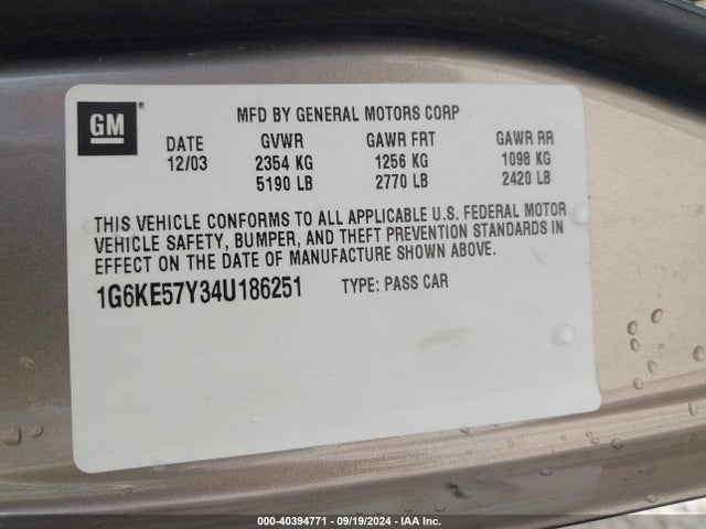 2004 CADILLAC DEVILLE 1G6KE57Y34U186251 Photo 8