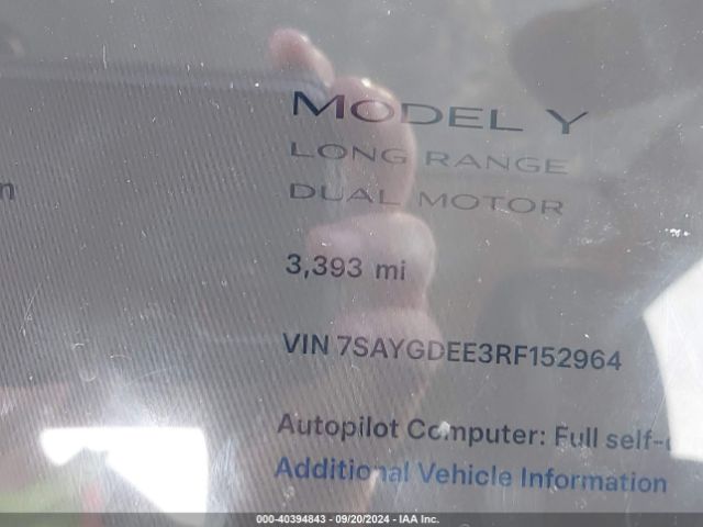 7SAYGDEE3RF152964 Tesla Model Y Long Range Dual Motor All-wheel Drive