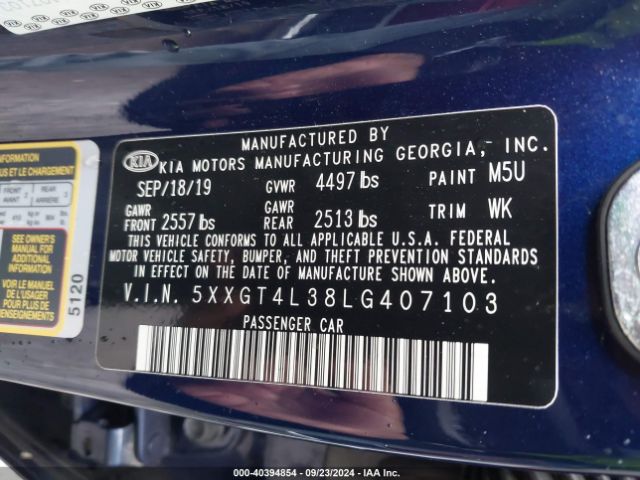 5XXGT4L38LG407103 KIA Optima Lx