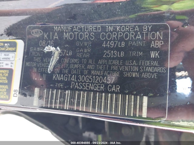 KIA Optima Lx 2016 KNAGT4L30G5120457 Image 9
