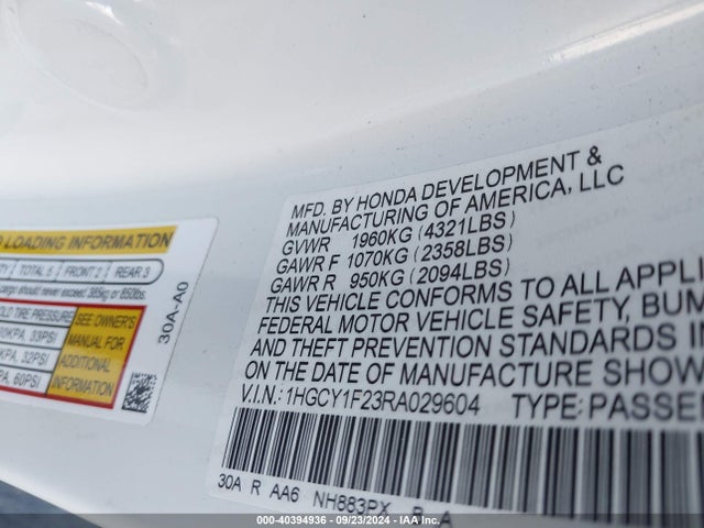 Honda ACCORD LX 2024 1HGCY1F23RA029604 Image 9