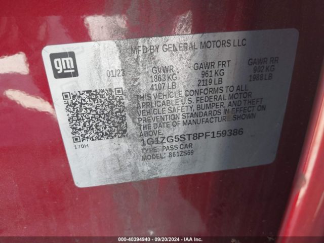 1G1ZG5ST8PF159386 Chevrolet Malibu Fwd Rs