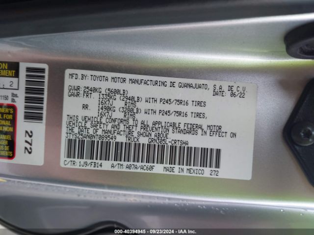 3TYSZ5AN0NT089549 Toyota Tacoma Sr V6