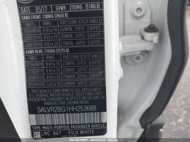 SALVR2BG1HH253688 Land Rover Range Rover Evoque Hse