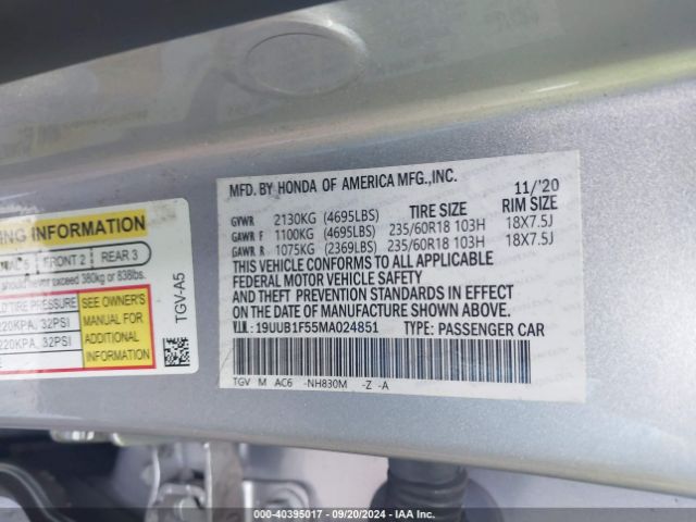 19UUB5F55MA004851 Acura Tlx A-spec Package