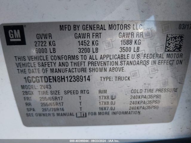 1GCGTDEN8H1238914 Chevrolet Colorado Z71