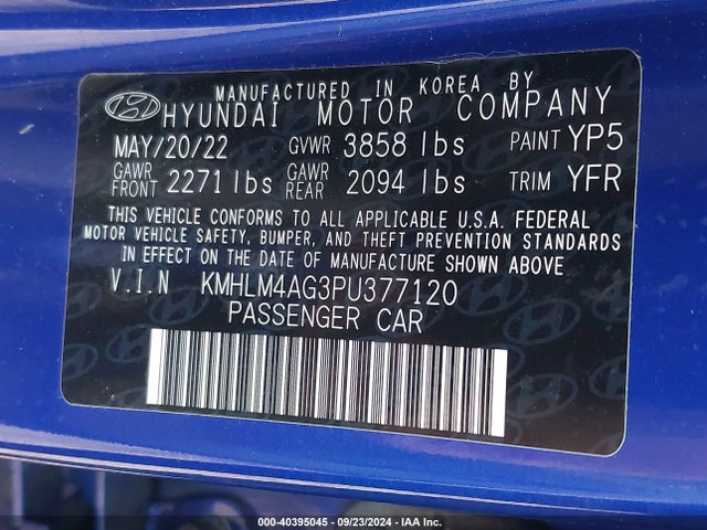 Hyundai ELANTRA SEL 2023 KMHLM4AG3PU377120 Image 9