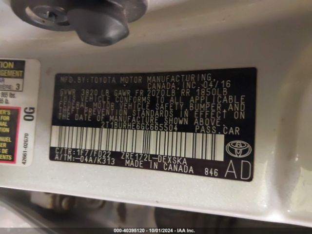 2T1BURHE6GC665504 Toyota Corolla S