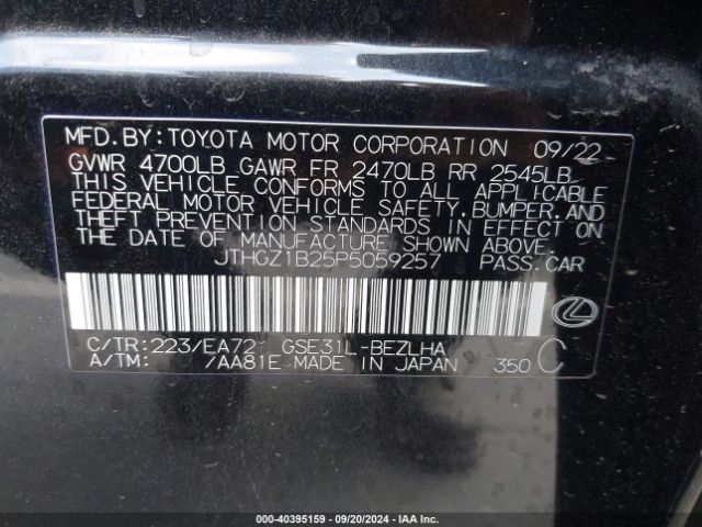 JTHGZ1B25P5059257 Lexus Is 350 F Sport