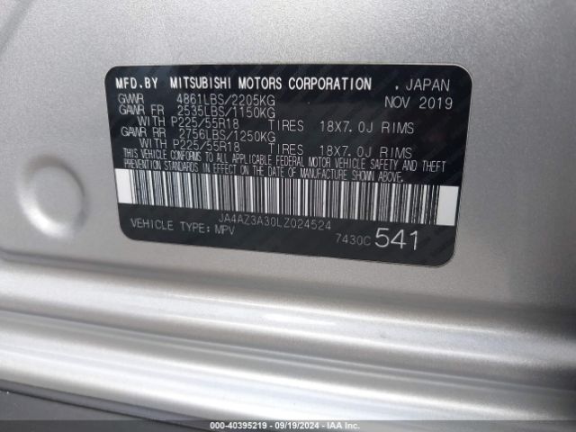 2020 MITSUBISHI OUTLANDER JA4AZ3A30LZ024524 Photo 8