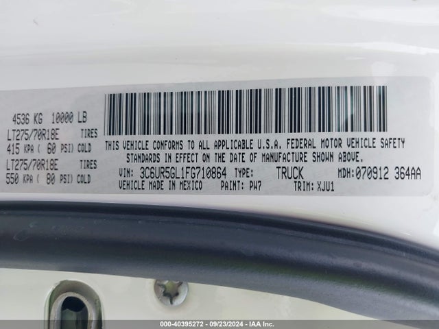RAM 2500 Longhorn 2015 3C6UR5GL1FG710864 Image 9