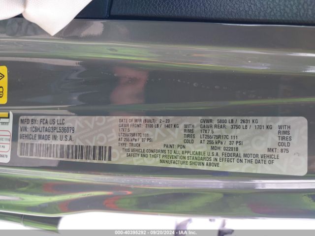 1C6HJTAG3PL536079 Jeep Gladiator Texas Trail 4x4