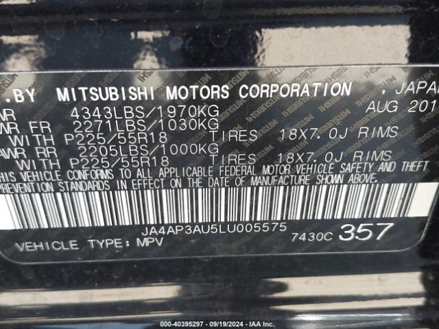 JA4AP3AU5LU005575 Mitsubishi Outlander Sport 2.0 Es