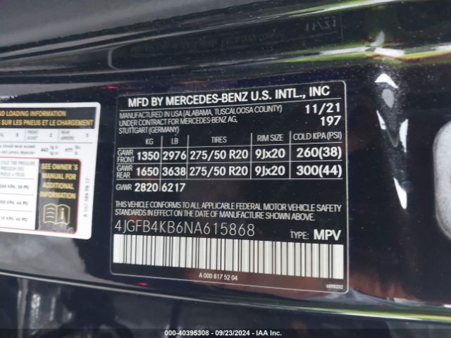 4JGFB4KB6NA615868 Mercedes-Benz Gle 350 4matic