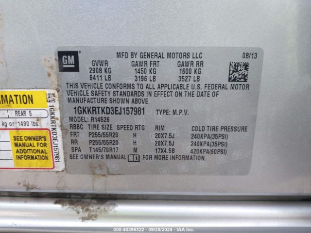 1GKKRTKD3EJ157981 GMC Acadia Denali