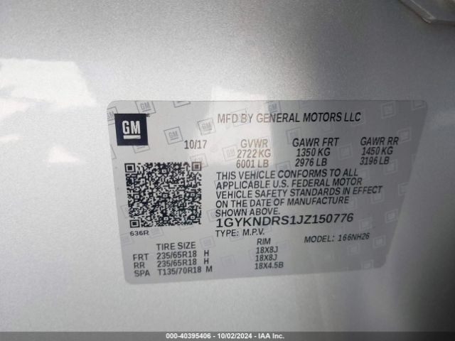 1GYKNDRS1JZ150776 Cadillac XT5 LUXURY