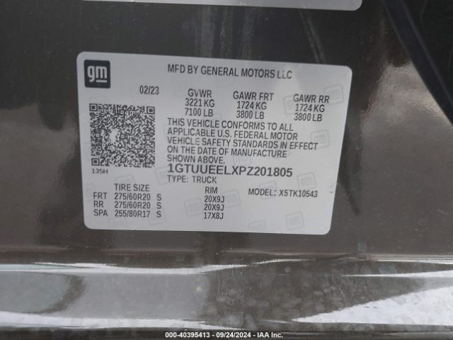 1GTUUEELXPZ201805 GMC Sierra 1500 4wd  Short Box At4