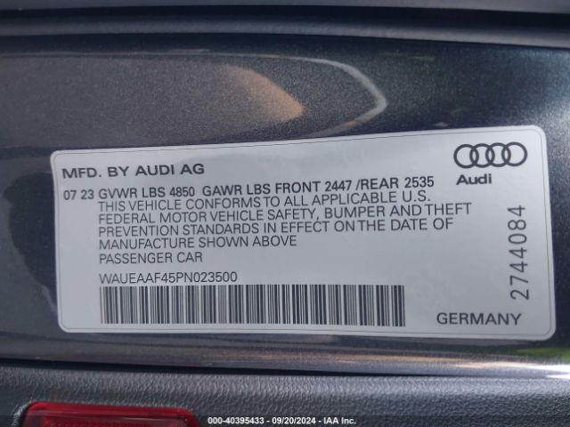 WAUEAAF45PN023500 Audi A4 Premium Plus 45 Tfsi S Line Quattro S Tronic