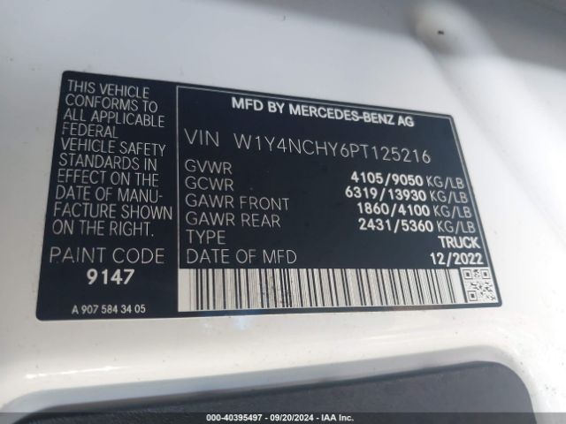 W1Y4NCHY6PT125216 Mercedes-Benz Sprinter 2500 High Roof 4-cyl Diesel Ho