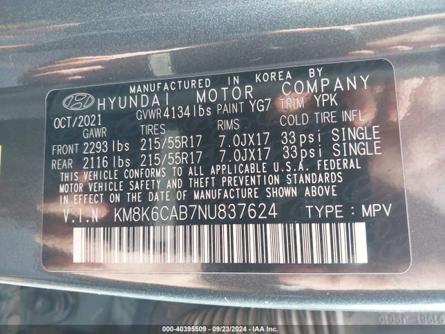 Hyundai Kona Sel 2022 KM8K6CAB7NU837624 Image 9