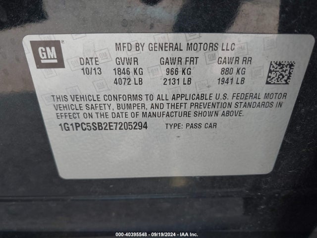Chevrolet Cruze 1lt Auto 2014 1G1PC5SB2E7205294 Image 9