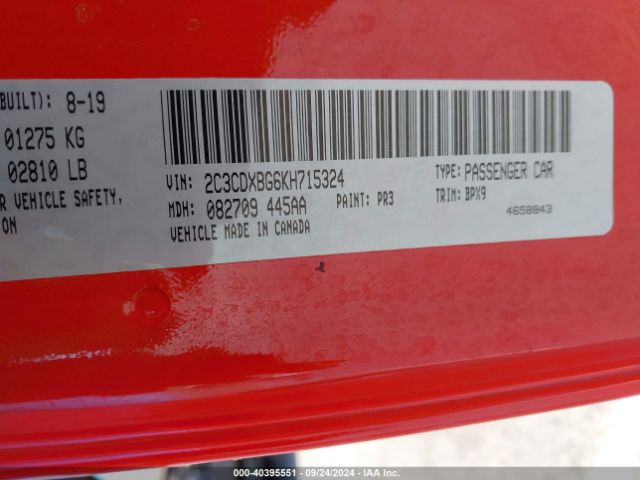 2019 DODGE CHARGER 2C3CDXBG6KH715324 Photo 8