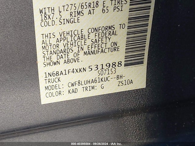 1N6BA1F4XKN531988 Nissan Titan Xd Pro-4x Diesel