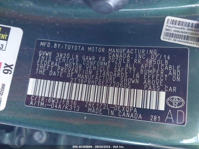 Toyota Corolla Le Eco 2014 2T1BPRHE6EC220605 Image 9