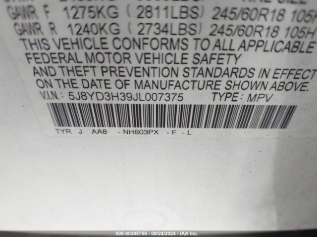 5J8YD3H39JL007375 Acura MDX