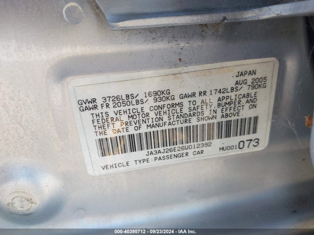 2006 MITSUBISHI LANCER JA3AJ26E26U012392 Photo 8