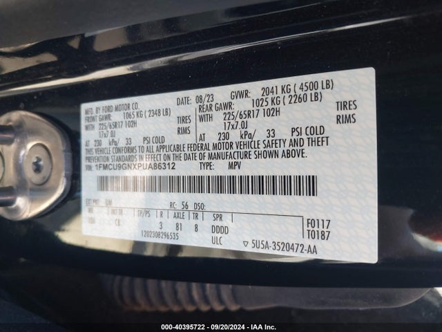 Ford Escape Active 2023 1FMCU9GNXPUA86312 Image 9