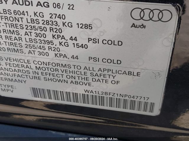 WA1L2BFZ1NP047717 Audi Q4 E-tron Premium Plus 50 Quattro