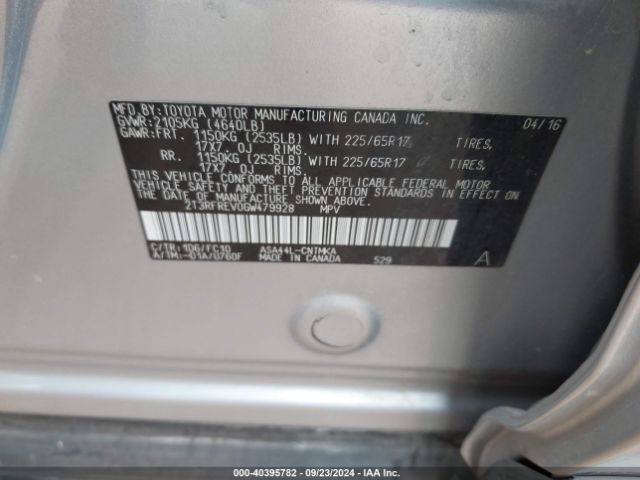 2T3RFREV0GW479928 Toyota Rav4 Xle
