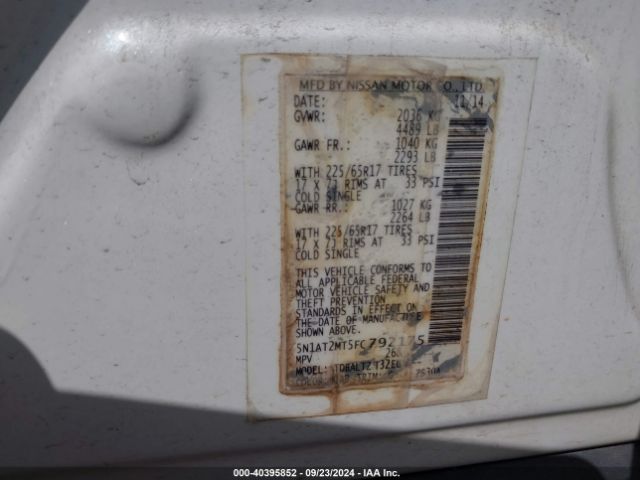 5N1AT2MT5FC792175 Nissan ROGUE SV